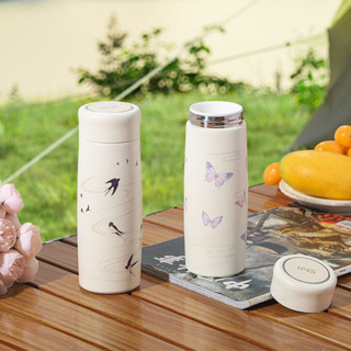  【LUCKY Cốc giữ nhiệt lót gốm thật Cốc trà dung tích lớn Vỏ thép không gỉ 304 Cốc di động 320ml 