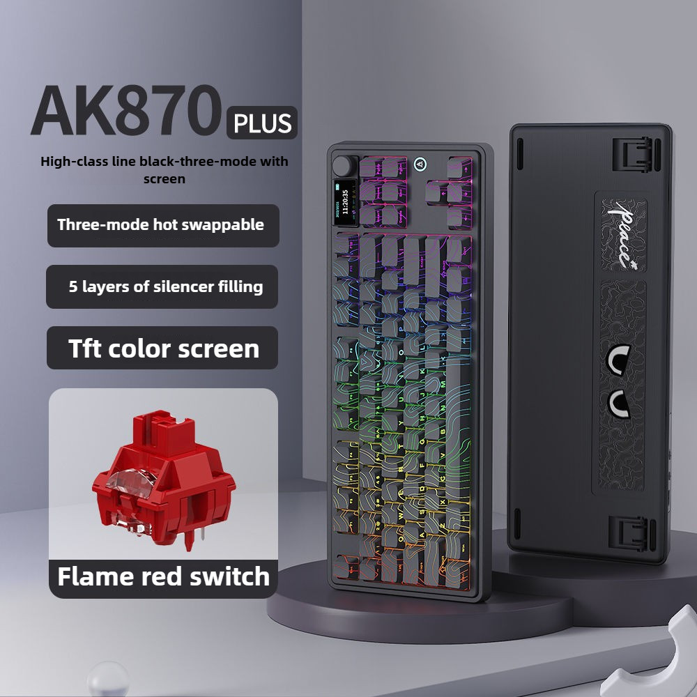 Bàn phím cơ chơi game Ajazz Ak870 Plus RGB TKL Bố cục 80% Trao đổi nóng 84 phím Bluetooth không dây 
