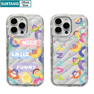 Suntaiho Sống Động Và Nhiều Màu Sắc Nhân Vật Hoạt Hình Họa Tiết Vui Vẻ Vỏ Điện Thoại TPU Mềm Chống Sốc Cho iPhone 11 12 13 14 15 16 Pro max IP 7 8 Plus Iphon X Xs XR Xs max