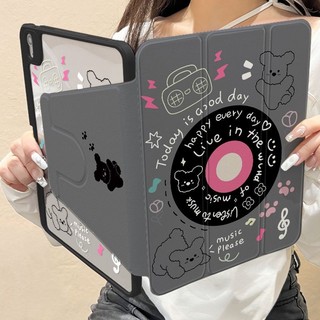 Dành Cho iPad Ốp Lưng Gen11 A16 Air 7 M3 2025 Pro 11 2024 Air 6 5 4 10.9 Gen10 Gen9 Gen8 Gen7 10.2 Ốp Lưng Cún Con Retro Record Với Hộp Đựng Bút Chì 720° Xoay