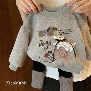 Bé Gái Lông Cừu Lót Áo Phong Cách Mới Trẻ Em Thu Đông Quần Áo Một Mảnh Lông Cừu Dày Ấm Áp Cho Bé Áo Chui Đầu Quần Áo