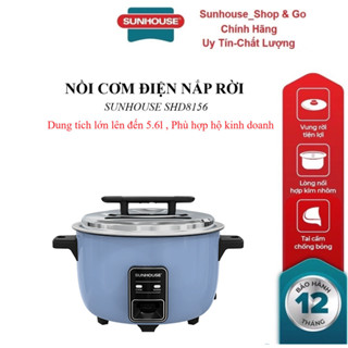 NỒI CƠM ĐIỆN NẮP RỜI 5.6L SUNHOUSE SHD8156_ Dung tích lớn lên đến 5.6l phù hợp với nhà bếp hộ kinh doanh 