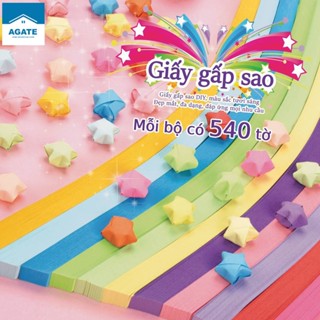 Giấy gấp sao set 520-540 sợi dài 24cm nhiều tông màu dễ thương