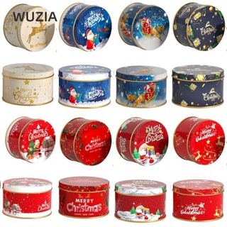 WUZIA Hộp thiếc , Hộp Giáng sinh tự làm tròn, Hộp đựng trà kẹo bánh quy kim loại phong cách đa năng tại nhà