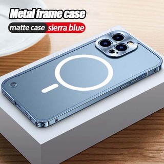  Khung kim loại sang trọng Bảo vệ ống kính Hợp kim nhôm Armor Vỏ điện thoại từ tính cho iPhone 11 12 13 14 15 16 Pro Max 16 Plus Vỏ ốp lưng mờ 