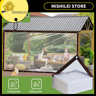 MISHILEI-Bạt Nhựa Trong Suốt, Bạt PVC Không Thấm Nước, Bảo Vệ Khỏi Mưa, Sáng Tốt, Vải Trong Suốt, Có Mái Che