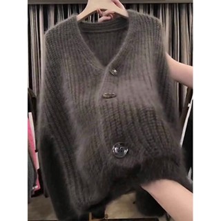  Hàng Châu Âu Mềm Sáp Cổ Chữ v Dệt Kim Cardigan Nữ Xuân Thu 2025 Phong Cách Mới Kích Thước Lớn Rời Lười Phong Cách Áo Len Áo Khoác Top 