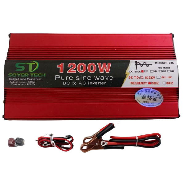 Bộ chuyển đổi điện 1200W 12V ST23 SOYER TECH Sóng Sin Chuẩn -Bộ Đổi Nguồn 12V sang 220V 1200w -Mẫu m