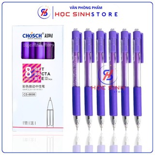  Hộp 12 Cây Bút Gel Bấm Chosch CS-8698 Ngòi 0.5m Mực Xuống Đều Màu Sáng Và Nhanh Khô  Mực Xanh Tím Đen Đỏ - VPP HS 