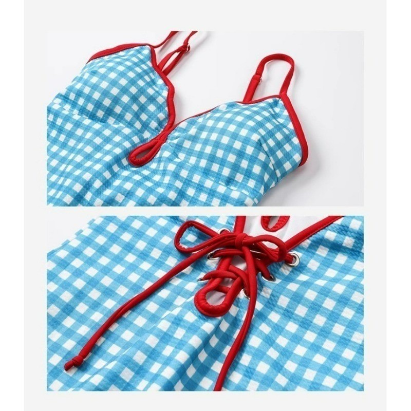 Đồ Bơi Nữ Dopamine Bikini Dễ Thương Một Mảnh Đồ Bơi Phong Cách Hàn Quốc Kẻ Sọc Xanh Đi Biển Một Mảnh Bikini Bộ | BigBuy360 - bigbuy360.vn