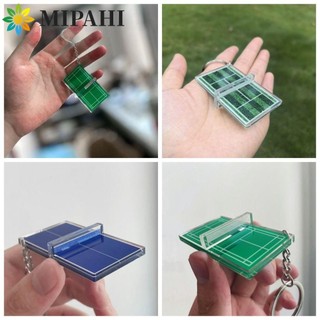 Móc khóa Acrylic cầu lông MIPAHI, Móc khóa sân chơi cầu lông Mini Acrylic, Sân Tennis sáng tạo Bóng bàn hai mặt Giá đỡ chìa khóa Unisex