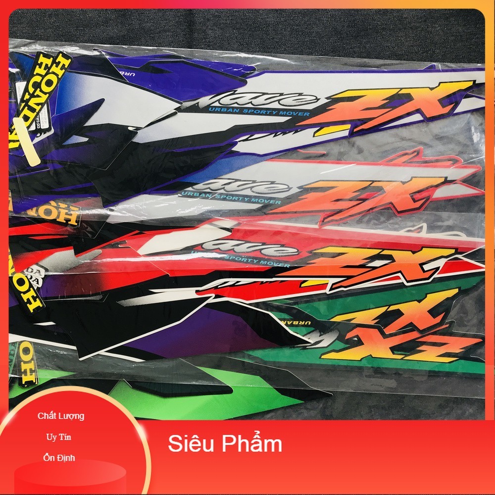 Bộ tem WAVE ZX, Bộ tem 3 lớp dán xe WAVE ZX tem dán bền keo, siêu chuẩn màu