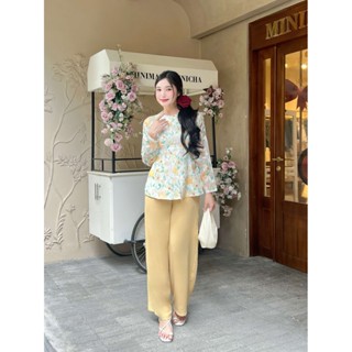 ĐỒ BÀ BA CAO CẤP, VẺ ĐẸP TỪ ÁO TƠ THÊU & QUẦN MANGO - Mã SP MP372 Vàng