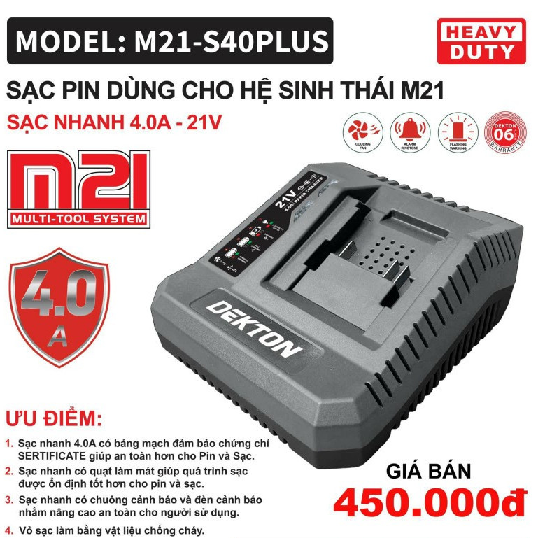 M21-S40Plus Các Loại Sạc Của DEKTON Chân Pin Phổ Thông Makita M21 / M21-S25A / M21-S25FPA
