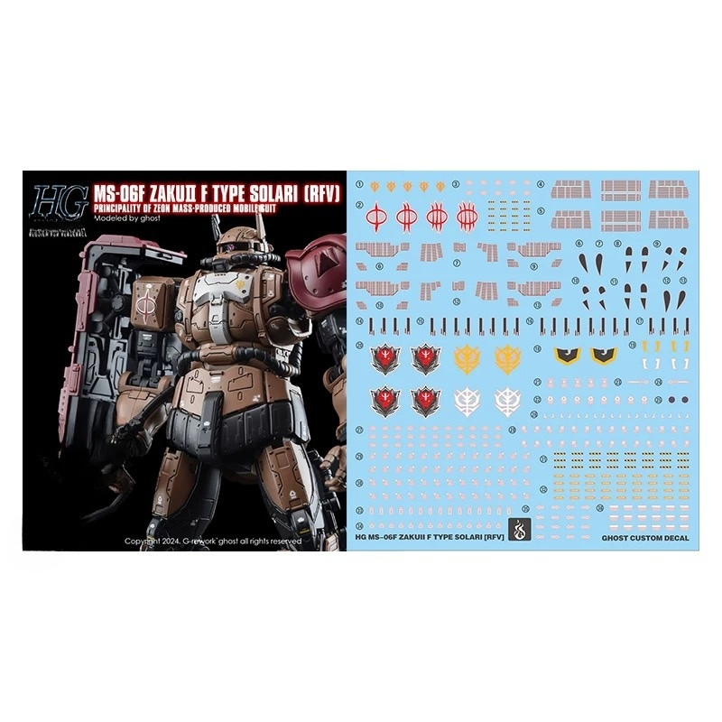 Decal trượt nước YAN GHOST tương thích với HG 1 / 144 MS-06F ZAKU II F TYPE SOLARI [RFV] (YANHG106)