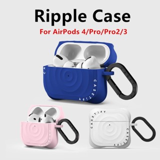  Casetifg Ripple Case Cho AirPods 4 3 Pro2 Siêu Chống Sốc Bảo Vệ AirPods Pro 2 Sóng Vỏ Silicon Tai Nghe Nhét Tai Full Bao Có Móc Khóa 