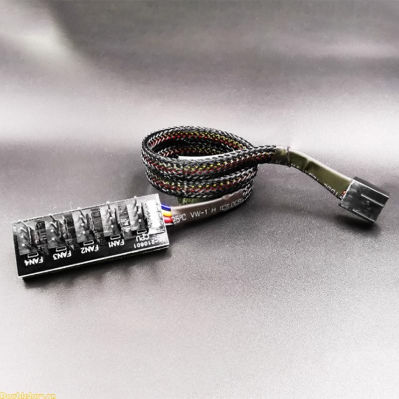 Coolmoon 4Pin PWM Fan Power Supply Splitter 1 to 5 Hub PC for Case Cord Extensio