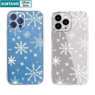 Suntaiho Vỏ Thẩm Mỹ Họa Tiết Tuyết Trắng Ốp lưng Iphone 16 15 14 13 12 11 Pro Max IP 7 8 Plus Iphon X Xs XR Xs Max TPU Mềm Cao Cấp Chống Sốc Ốp Lưng