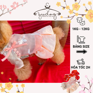  Đầm cẩm lệ cho chó mèo yudog đầm váy tết cho chó mèo 
