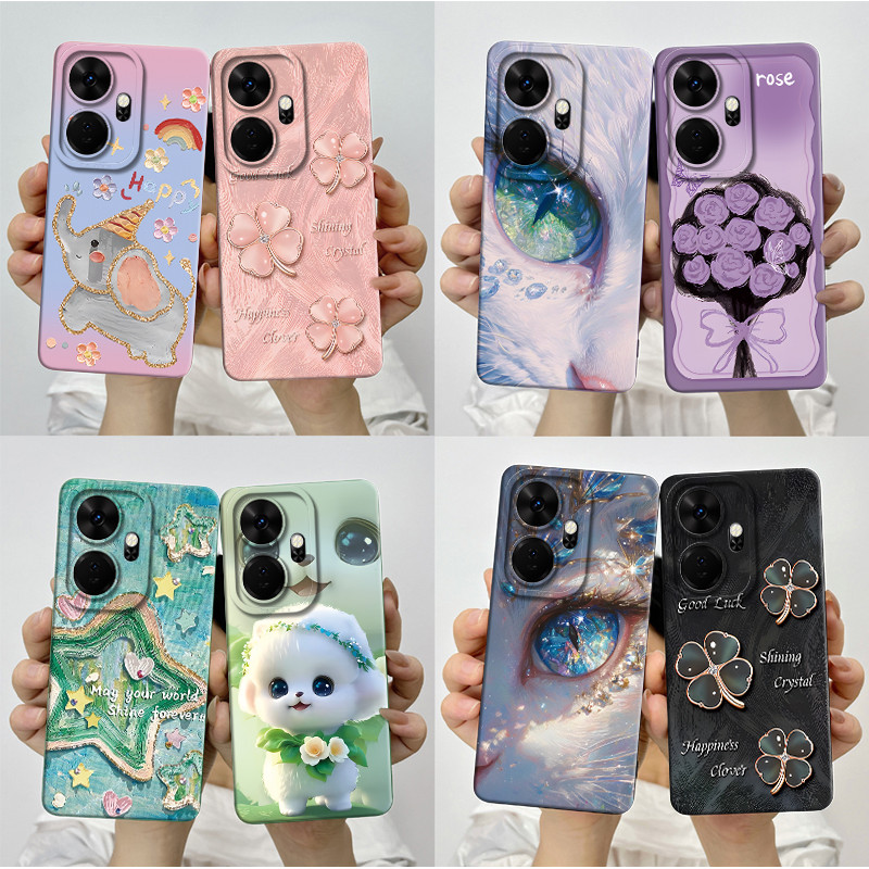 Dành Cho Itel P55 Plus Ốp Lưng PL63LN P663L Vỏ Chống Sốc Thẩm Mỹ Hoa Bướm Xinh Đẹp Silicon Lỏng Vỏ T