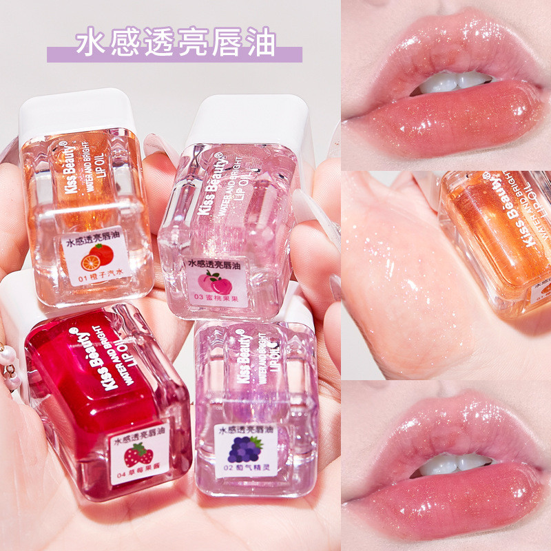 Kiss Beauty Water Feeling Clear Lip Oil Toot Lip Repair Lip Gloss Pearl Lip Gloss Kiss Beauty có cảm