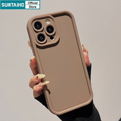 Suntaiho ốp lưng iphone màu nâu đen nhám chống bẩn ốp điện thoại Silicon Mềm Màu Trơn Chống Sốc Cho iphone 16 pro max 15 14 13 12 iphone 11 pro max ip 7 8 plus iphon x xs xr xsmax