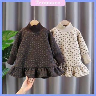  Áo đầm hoodie mùa thu đông cho bé gái 2025 phong cách Hàn Quốc đầm len ấm áp cho bé từ 3 đến 6 tuổi hoa văn xinh xắn dáng chữ A tay dài cổ đứng thích hợp cho mùa đông chiều cao từ 80-130cm. 
