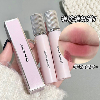 Preferred#Owen james Small Pink Forged Lip Lacquer Matte Finish Velvet Not Easy to Fade Low Saturation Lipstick Lip Glaze Lip Lacquer Women WY12