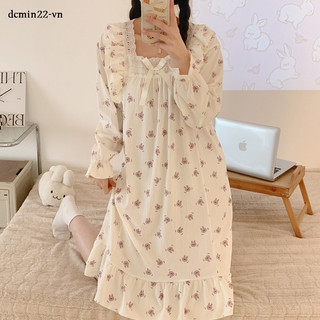 Set buồm-DXN2003 thỏ tím 180g cotton nhăn vải dài tay váy 4 thước 25 nhân dân tệ