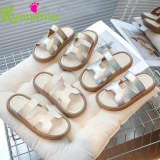 Rumphius Leisure Màu Trơn Da Mở Mũi Dép Cho Bé Gái Thời Trang Phù Hợp Với Đế Mềm Chống Trơn Trượt Giày Trẻ Em Size 21-35