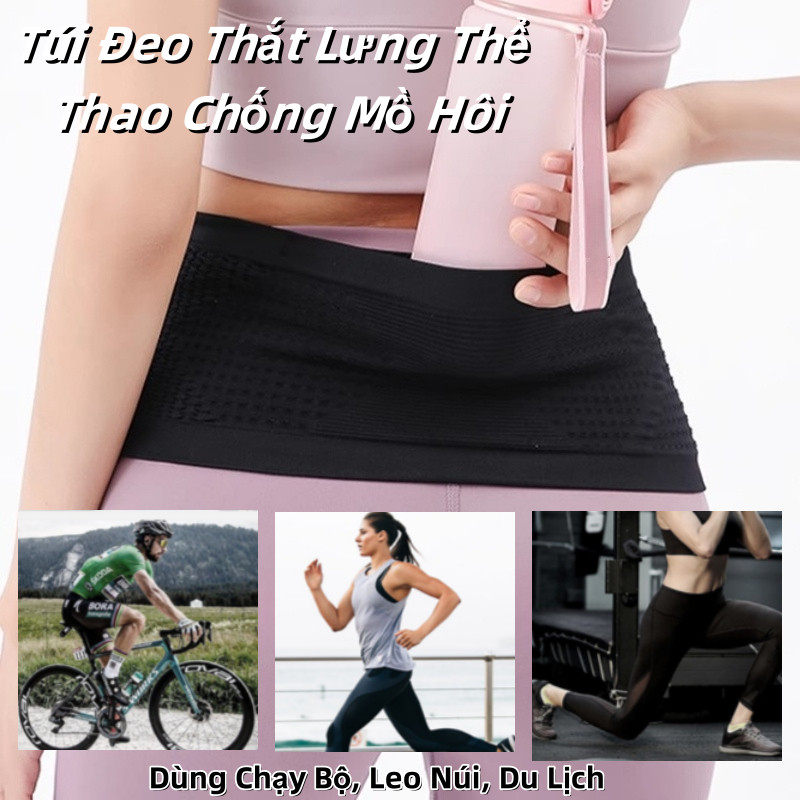 Túi Đeo Thắt Lưng Thể Thao Chống Mồ Hôi - Thiết Kế 3D Co Giãn, 2 Ngăn Đựng Điện Thoại | Dùng Chạy Bộ