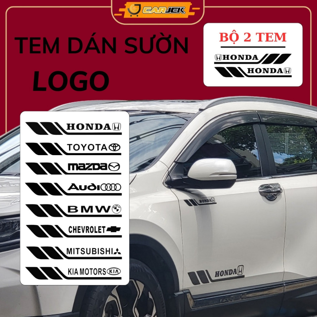 Bộ 2 Tem dán sườn xe ô tô phong cách thể thao