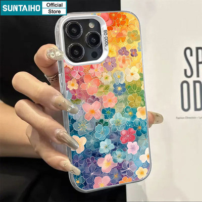 Suntaiho Thẩm Mỹ Vỏ Hoa Nhiều Màu Sắc Tuyệt Đẹp Trong Suốt Ốp lưng iPhone 11 12 13 14 15 16 Pro Max IP TPU Silicone IDM Cứng Cao Cấp Chống Sốc Ốp Lưng