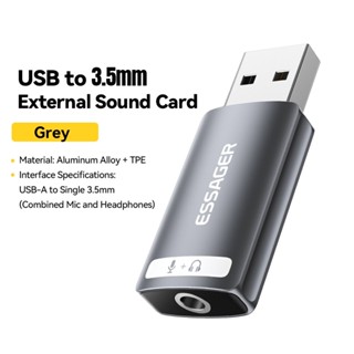 Essager 3.5mm USB / Type-C Card âm thanh bên ngoài Bộ chuyển đổi âm thanh độc lập Trình điều khiển miễn phí đa năng cho tai nghe âm thanh Micro Máy tính