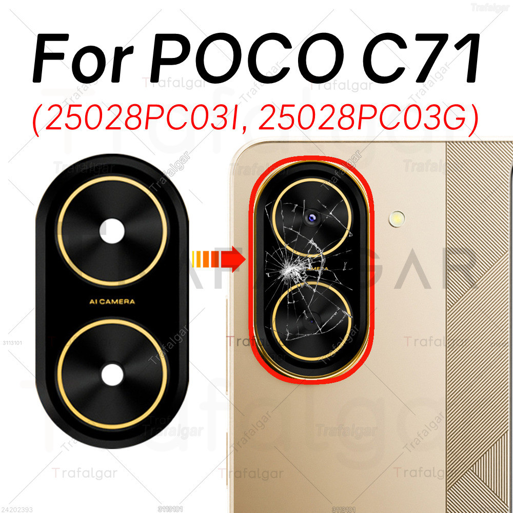 Phía Sau Camera Kính Ống Kính Cho Xiaomi Poco C71 25028PC03I 25028PC03G Vỏ Camera Thay Thế Bằng Keo 
