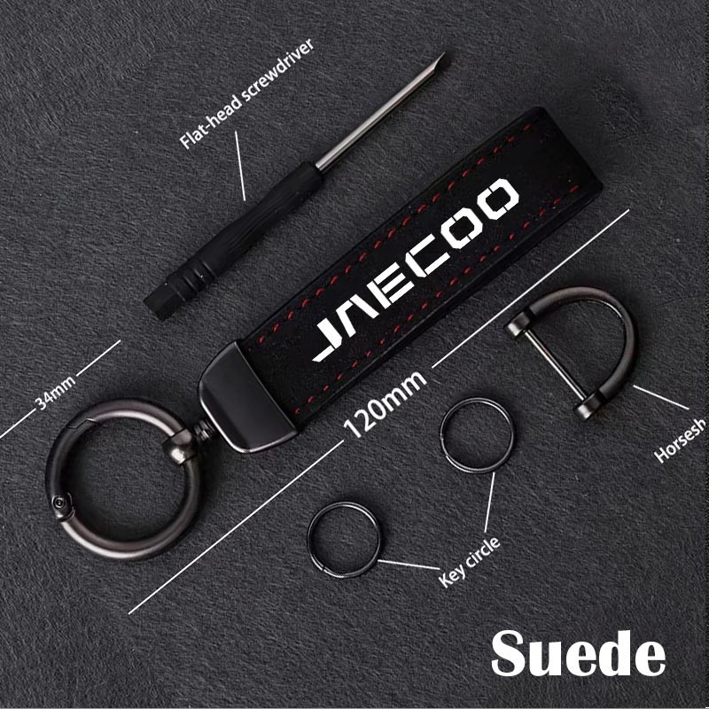 Xe Da Lộn Da Móc Khóa Mặt Dây Chuyền Móc Chìa Khóa Carbon Patter Chìa Khóa Xe Nhăn Móc Khóa Cho Jaec