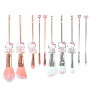 Bộ 5 Cọ Trang Điểm Có Túi Sanrio Kitty Cọ Trang Điểm Cho Má Mỹ Phẩm Kem Nền Bé Gái Quà Tặng Giáng Sinh