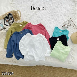 Áo phông trơn dài tay unisex cho bé trai gái BERNIE cotton xược mềm mại nhiều màu 8 đến 25kg 22A234
