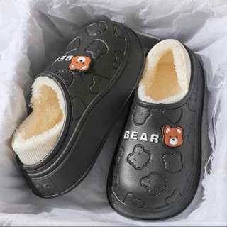 DÉP LÓT LÔNG IN HÌNH [ GẤU BEAR  ] ẤM CHÂN CHỐNG TRƠN DÉP SỤC EVA NGƯỜI LỚN