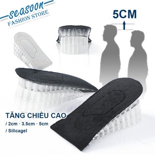  5cm Lót Giày Tăng Chiều Cao Silicon Gel 3 Lớp Điều Chỉnh Cho Giày Nam Nữ 1đôi 
