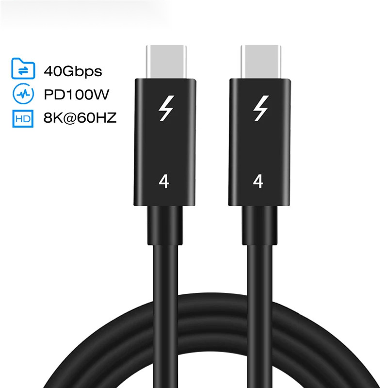 Ugourd 0.8m Thunderbolt 4 cáp đồng trục usb4 Loại C để Loại C 40Gbps PD 100W nhanh sạc cáp cho egpu 