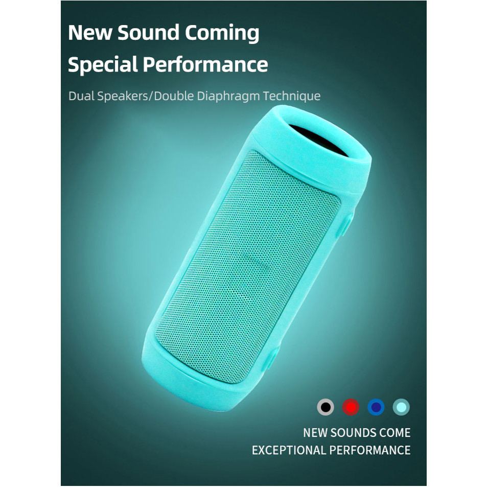 Portable Bluetooth Speaker with Radio and Mini Subwoofer for Outdoor Use and SD Card Slot