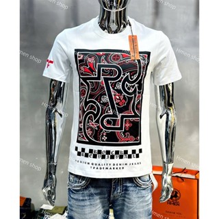 Áo Thun Nam Rock Revival Cổ Tròn Màu Trắng In Phối Hoạ Tiết_RR203