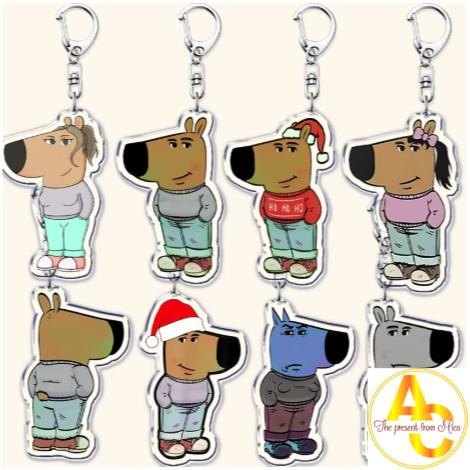 Móc khóa Funny Just A Chill Guy Girls Dog Meme