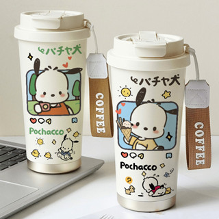 Cốc cách nhiệt Pochacco dễ thương bằng thép không gỉ có ống hút phong cách cặp đôi thẩm mỹ cao cho nam nữ sinh viên sử
