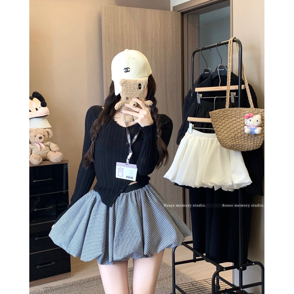 Mỹ Kẻ Sọc Bud Váy Ngắn Nữ Mùa Hè 2025 Tính Khí Chống Viền Quần Pettiskirt UG109 | BigBuy360 - bigbuy360.vn