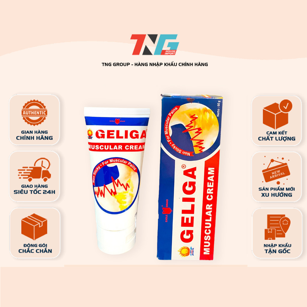 [COMBO 6 TUÝP] Kem Xoa Bóp Nóng Geliga Krim Otot 60gram Indonesia