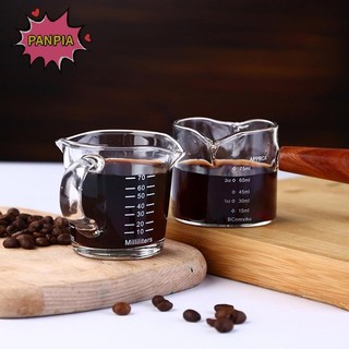 Pnpia 70 / 75ml Cốc đo thủy tinh Borosilicate có vòi đôi và tay cầm kín Boutique