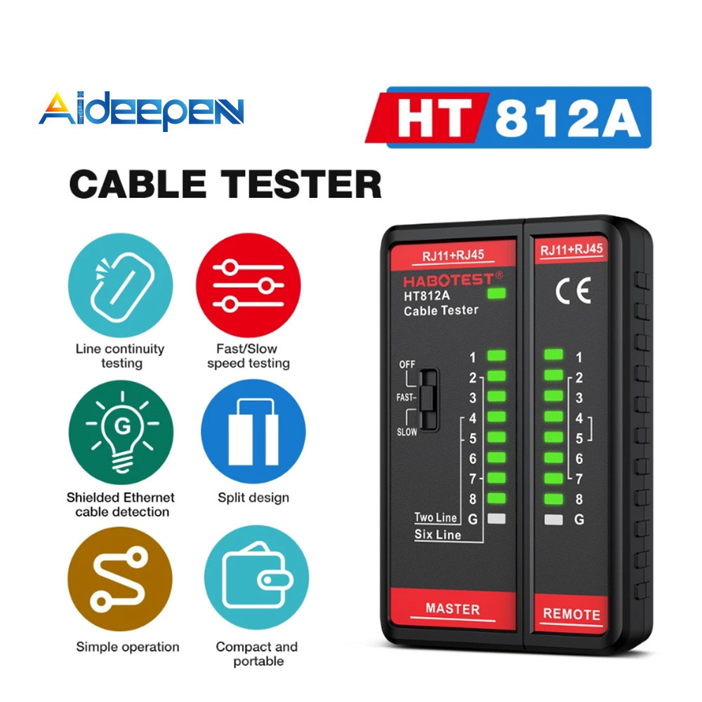 Aideepen HT812A RJ45 RJ11 LAN Kiểm tra cáp mạng Ethernet Đầu dò đường dây điện thoại