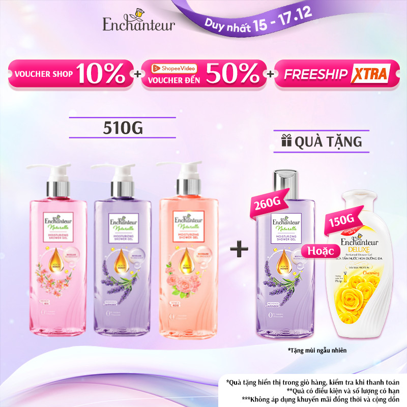Sữa Tắm Dưỡng Da Thiên Nhiên Pháp Enchanteur Naturelle Hương Hoa Cho Làn Da Thơm Mịn Đầy Sức Sống 510G